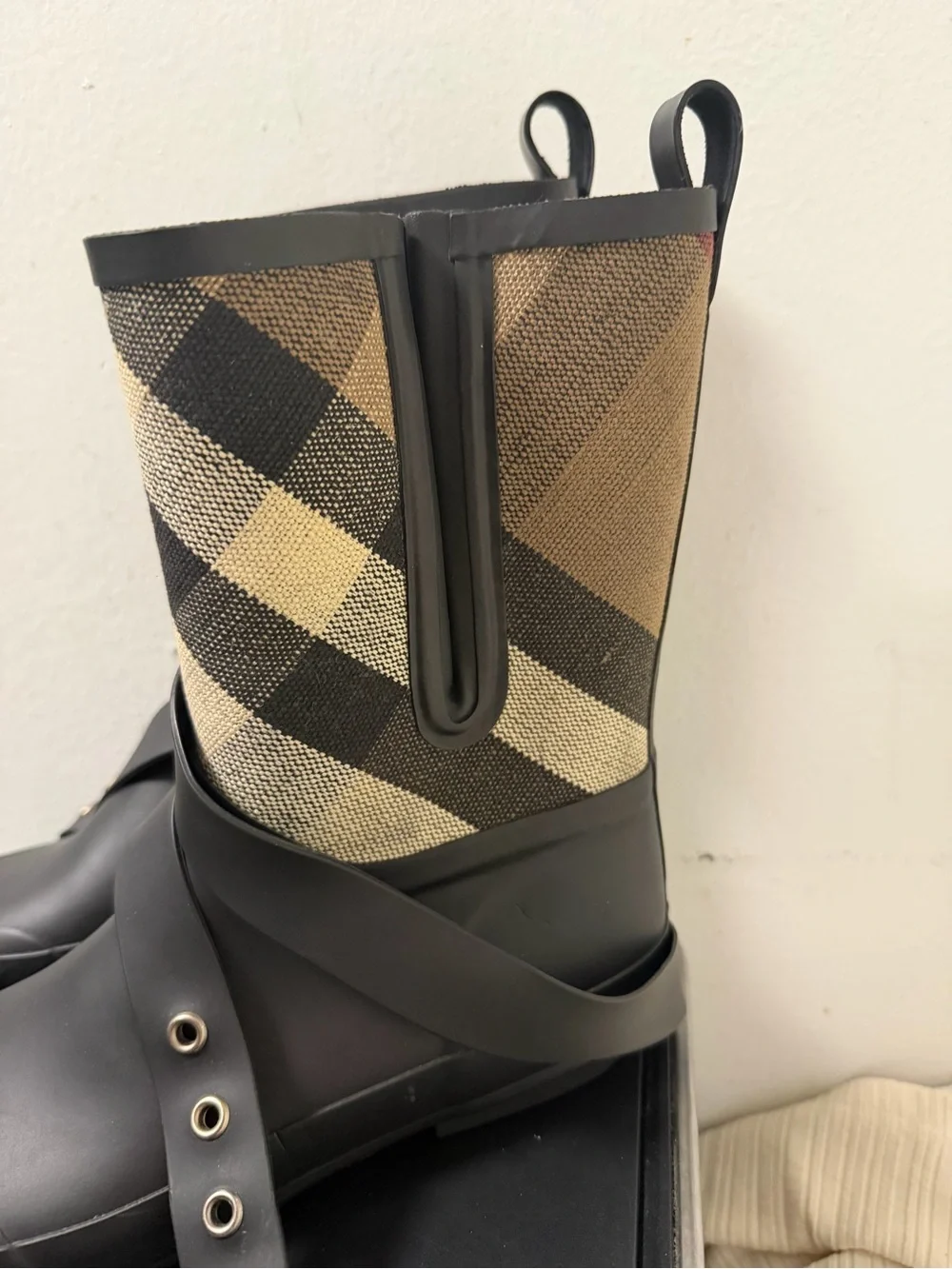 Burberry Black Halloway Nova Check Rain Boot Womens EU SIZE 38